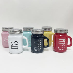 Glas Schwarz Weiß Gewürz streuer mit Edelstahl deckel und Griff Niedlicher Salz pfeffers treuer 2er Pack Salz-und Pfeffers treuer Set - Product Image 5