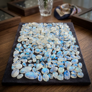 MAHNAJ GEMS Wholesale Natural Rainbow Moonstone Loose Gemstones Polished Blue Fire Gemstones for Rings & Pendants BY MAHNAJ GEM - Product Image 5