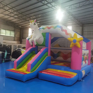 Castillo Inflable Comercial Pequeño con Tobogán, Diseño <span class=keywords><strong>de</strong></span> Unicornio y Caballo, para Niños, Uso en Exteriores - Product Image 3
