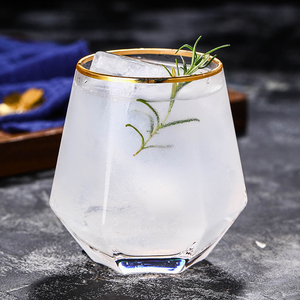 Nuova tazza di <span class=keywords><strong>vetro</strong></span> Whisky a forma di diamante <span class=keywords><strong>vetro</strong></span> cristallo rock Whisky <span class=keywords><strong>bicchieri</strong></span> con bordo <span class=keywords><strong>oro</strong></span> - Product Image 4