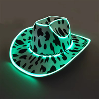 Cappello LED Luminoso Stile Western Cowboy/Cowgirl, Cappello con Luci EL per Feste Danzanti, Accessorio per Giochi di Ruolo
