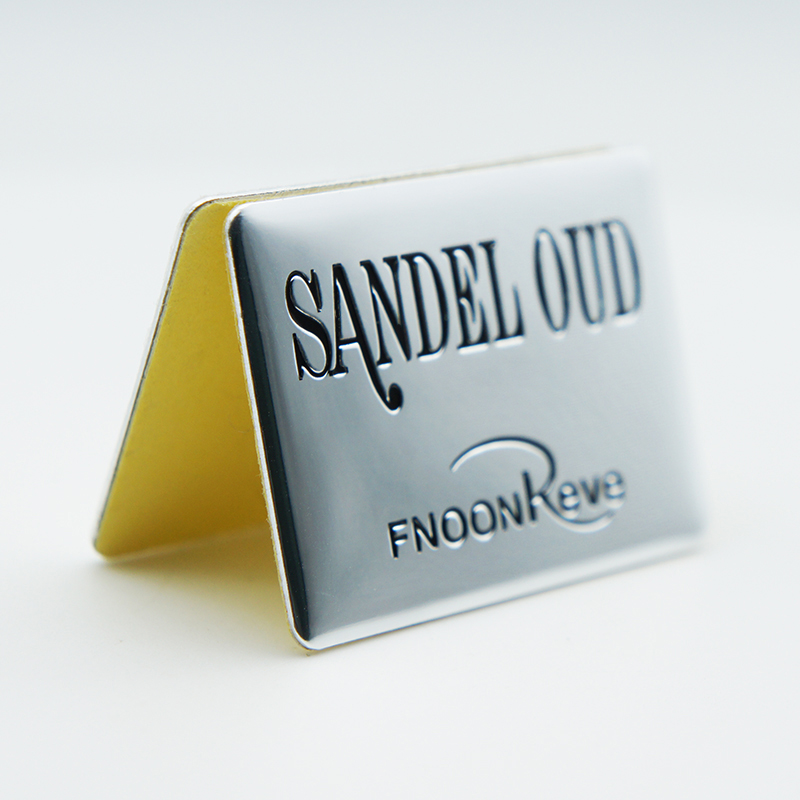 Пользовательский дизайн, серебристый металлический логотип, алюминиевый флакон для духов, наклейка для частной этикетки