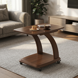 Table basse en bois moderne, design mid-century, meuble de salon mobile, base en bois massif - Product Image 2