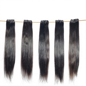 Wholesale Raw <b>Cheap</b> Natural Straight Vendor Virgin Remy Hair Bundles Fusion 100g Black Machine Double Weft Indian Human Hair - Product Image 1