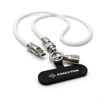 Câble USB multifonctionnel portable 2-en-1 en nylon tressé avec lanière de téléphone et chargement rapide Type-C – Vente en gros