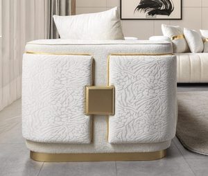 أريكة حديثة مخملية عاجية قابلة للطي و Loveseat مع غطاء قابل للغسل - Product Image 3