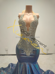 Abito da ballo lungo Ocstrade nero e rosso con glitter, abito lungo da <span class=keywords><strong>donna</strong></span>, abito da sera a sirena con strass - Product Image 5