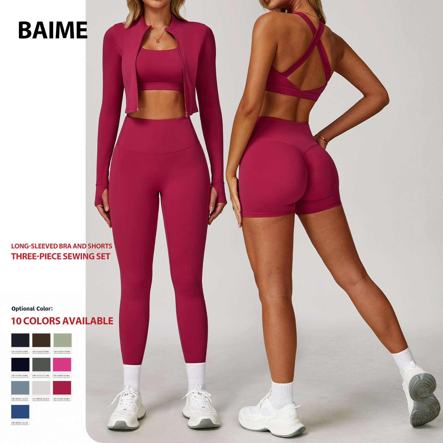 Hot Sales Quick Dry Fitness & Yoga Wear Backless Wrap Top Yoga 3 Piece Yoga Set for Women