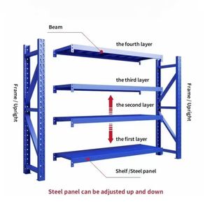  Selective <b>Rack</b> Easy Plug-in Assembly Powder Coated Anti-corrosive Warehouse Goods Storage - Product Image 3