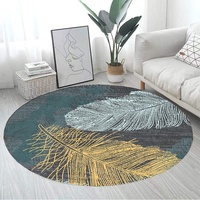Tapis de sol rond géométrique abstrait nordique, tapis en velours de cristal moderne épaissi, tapis antidérapant pour chaise d'ordinateur