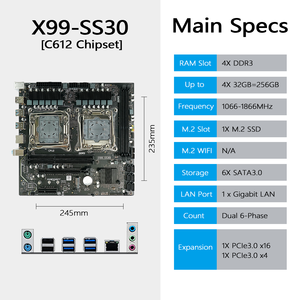 Fabrika doğrudan tedarik yeni MATX çift X99 anakart LGA2011-<span class=keywords><strong>3</strong></span> 4XDDR3 RECC NVME M2 SATA3.0 PCIE3.0 X16 X99 anakart çift CPU - Product Image 2