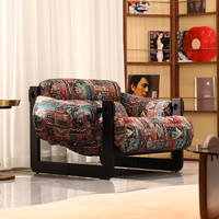 Fauteuil de loisirs à motif rétro, fauteuil en bois rembourré, siège d'appoint pour salon, chambre à coucher, appartement