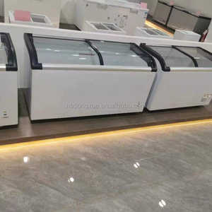 Refrigerador de helados con puerta de vidrio curvada, pantalla para comida congelada, tapa deslizante, arcón, congelador, nevera, 2 uds. - Product Image 5