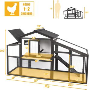 Poulailler de luxe à deux étages, nichoir pour lapins, cage en bois pour poules, intérieur/extérieur, résistant aux intempéries, toutes saisons - Product Image 2