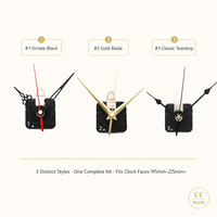 Movimiento de Reloj de Cuarzo Silencioso 12888 con Eje de 20mm y 3 Juegos de Manecillas para Kit de Reparación y Reemplazo de Relojes DIY para Decoración de Sala de Estar