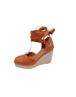 Fabricant en gros 100% Jute bout carré plate-forme sandales compensées pour les femmes talon de 60mm à la mode de Chine
