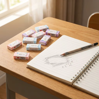 Gommes à effacer colorées en forme de macaron, formule à faible résidu, les miettes forment des bandes au lieu de se disperser, le bureau reste propre