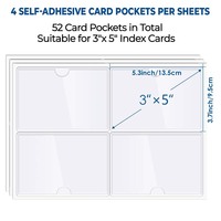 Porte-étiquette de pochette auto-adhésif transparent en vinyle PVC personnalisé 36 paquets de pochettes pour cartes d'index adhésives 3 "X 5" avec ouverture sur le dessus
