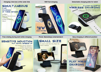 Chargeur sans fil portable 3-en-1 rapide 18W avec support, certifié CE et RoHS, pour Apple et Android, fabriqué par le fabricant d'origine/ODM