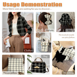 Tissu satiné à carreaux noir et blanc de style parfumé, 100% polyester, pour vêtements, portefeuilles pour filles, nuancier gratuit - Product Image 5