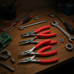 Juego de alicates de 4 piezas con mango rojo, herramienta de precisión para uso eléctrico y mecánico - Product Image 3