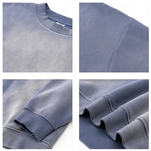 TKAN409D Vente en gros de sweat-shirts personnalisés pour hommes, style streetwear, col rond, vintage, délavé à l'acide, grande taille, coupe ample, 100% coton, broderie française - Product Image 3