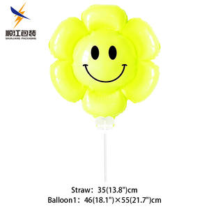 CYmylar虹色イルカヘリウムバルーンカップスティック虹色デイジーフラワークリップホルダー赤ちゃんシャワーパーティー用 - Product Image 2