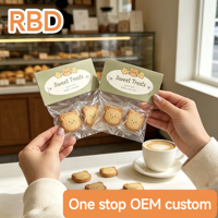 Emballage individuel transparent pour biscuits, pâtisseries, desserts et friandises faites à la main, avec étiquette en papier pliable
