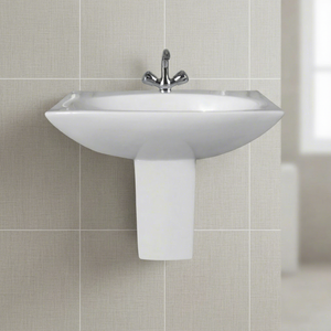 Ensemble de lavabo en céramique demi-piedestal de qualité supérieure pour salle de bain d'hôtel - Product Image 5