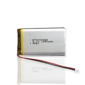 Oplaadbare Prismatische 1650Mah 3.7V 653465 Lipo Batterij Platte