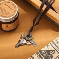 Collier unisexe en cuir style rétro avec pendentif, cordon en cuir réglable, bijoux vintage, cadeau pour hommes et femmes
