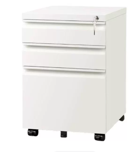 Armoire de classement mobile en acier, modulaire et réglable, 3 tiroirs, avec serrure, design moderne et minimaliste, pour bureau, maison, école, atelier, entrepôt - Product Image 1