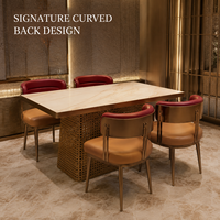 Ensemble de table et de chaises de salle à manger commerciales confortables, robustes et résistantes aux rayures avec plateau en pierre frittée CONTEMPORAIN pour restaurant