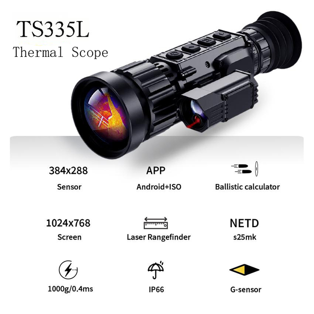 Thermal Scope with WiFi OEM/ODM TS335L 384*288 35mm Lens Thermal Monocular Night Vision Scope with Distance Measurement Module