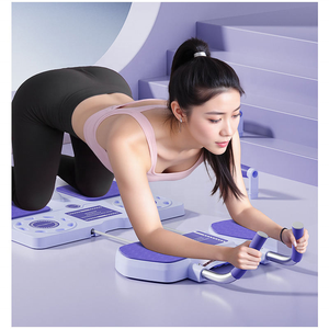 Rouleau abdominal multifonctionnel Pilates avec rebond automatique, support <span class=keywords><strong>plat</strong></span> pour pompes et dispositif d'entraînement et de renforcement abdominal - Product Image 4