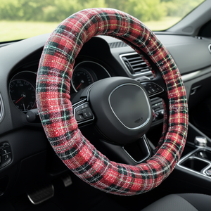 Funda para volante con diseño a cuadros y diamantes de imitación, antideslizante para automóviles - Product Image 3
