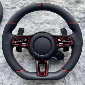 Volante de fibra de carbono y cuero color chocolate para Porsche Cayman, Panamera, <span class=keywords><strong>911</strong></span>, 718, Macan, modificación interior. - Product Image 4