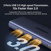 UGREEN USB C Hub 5 in 1 Adaptor Tipe C dengan HD\MI 4K 3 USB 3.0 PD 100W Kabel 1.5m untuk Laptop MacBook