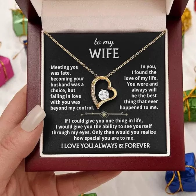 Gold Necklace with A Card Light Box
