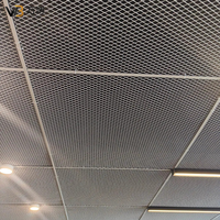Panel de Techo de Malla Metálica Expandida de Aluminio, Sistema de Techo Suspendido Decorativo para Interiores de Restaurantes, Escuelas y Oficinas
