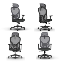 Chaise de bureau ergonomique pivotante de luxe, design moderne et traditionnel, dossier haut en maille, avec soutien lombaire, noire