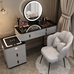 Modern Wood Panel Bedroom Furniture Dressing <strong>Desk</strong> Side Table Storage Drawer Makeup Vanities Set <strong>with</strong> LED <strong>Light</strong> <strong>Mirror</strong> - Product Image 4