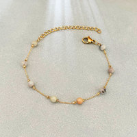 Bracelet en pierres naturelles perlées, petites perles étoilées, acier inoxydable plaqué or 18 carats, bijoux de mode pour femmes, vente en gros