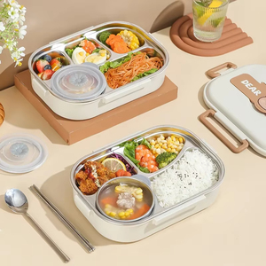 กล่องข้าวสแตนเลส 304 ปลอดสาร BPA ลายหมีน่ารัก สำหรับนักเรียน ใช้กับไมโครเวฟได้ กล่องเบนโตะเก็บความร้อน ความจุขนาดใหญ่ - Product Image 4