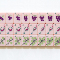 Set Mahjong Amerika Gaya Baru Napa Valley dengan Ubin Mahjong Akrilik Berembos Pink, Hadiah untuk Hiburan