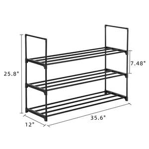 YS DB 3 Tier <b>Shoe</b> Rack Black Metal <b>Storage</b> Organizer <b>for</b> Bedroom Entryway <b>Hallway</b> Closet Modern Design Space Saving - Product Image 6
