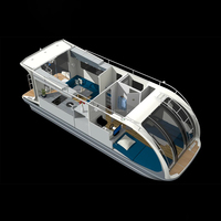 Kit de maison flottante de luxe en aluminium préfabriqué sur mesure, ponton flottant à double étage pour usage commercial, privé, pêche et sport