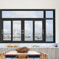 Ventana Corredera de Aluminio con Rotura de Puente Térmico, Impermeable, con Mosquitera Integrada de Alta Densidad, para Seguridad en Villas y Apartamentos