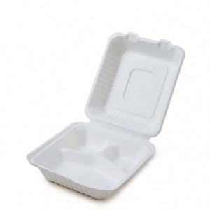 Tazón Redondo Biodegradable de Caña de Azúcar Reciclada, Desechable, Apto para Microondas, 330ml 400ml 750ml, Recipiente para Alimentos Recuperable, Blanco - Product Image 1