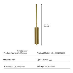 Lámpara de Pared Lineal de Hierro, Estilo Nórdico Minimalista Moderno, para Dormitorio, Sala de Estar, Decorativa, con LED, Diseño Delgado y Largo - Product Image 2